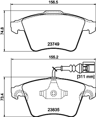 MINTEX MDB2745 Σετ τακάκια, δισκόφρενα for VW
