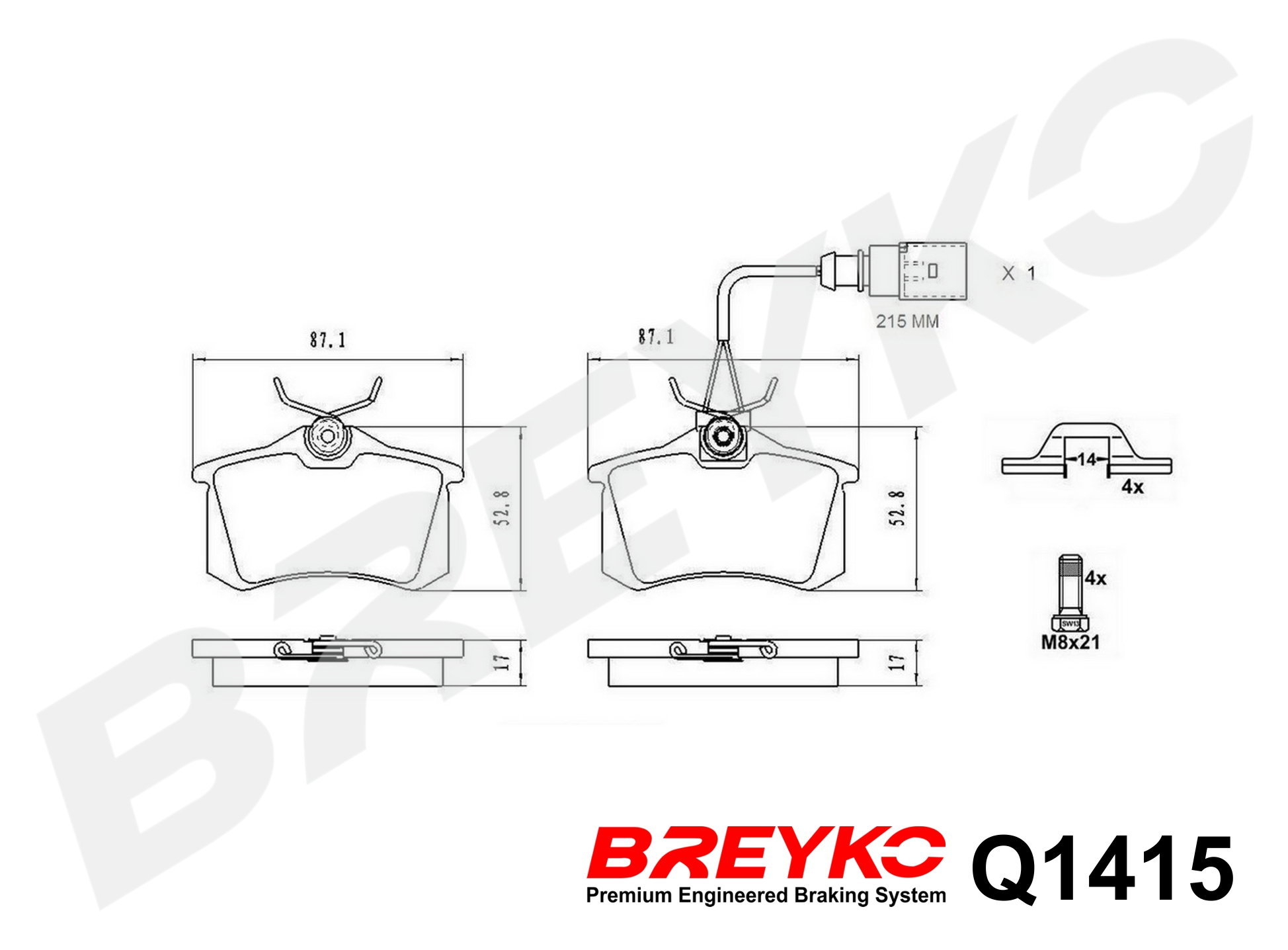 DAVID VASCO Q1415 BREYKO PREMIUM Brake Pad Set, disc brake