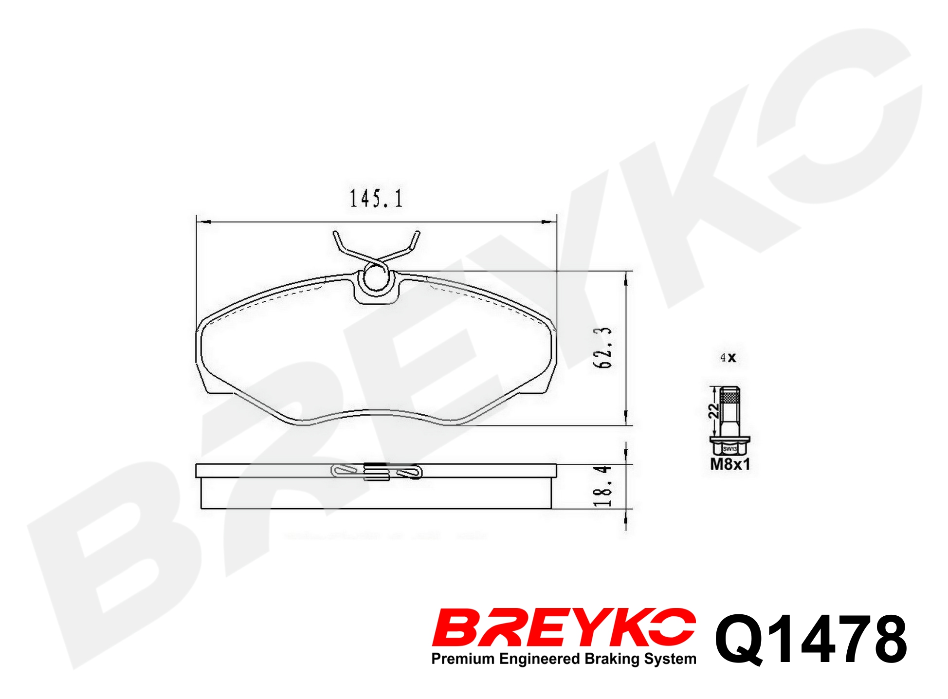 DAVID VASCO Q1478 BREYKO PREMIUM Brake Pad Set, disc brake