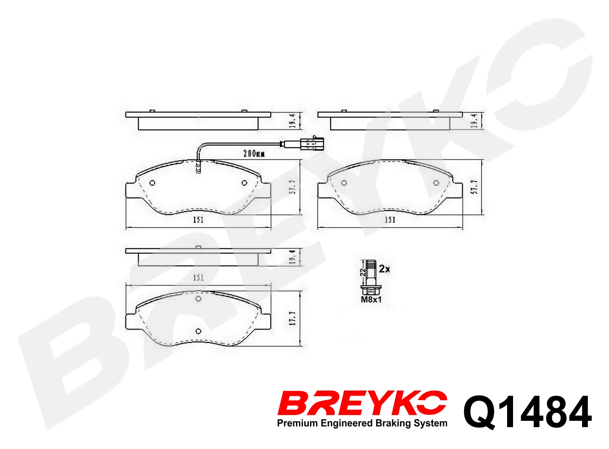 DAVID VASCO Q1484 BREYKO PREMIUM Brake Pad Set, disc brake