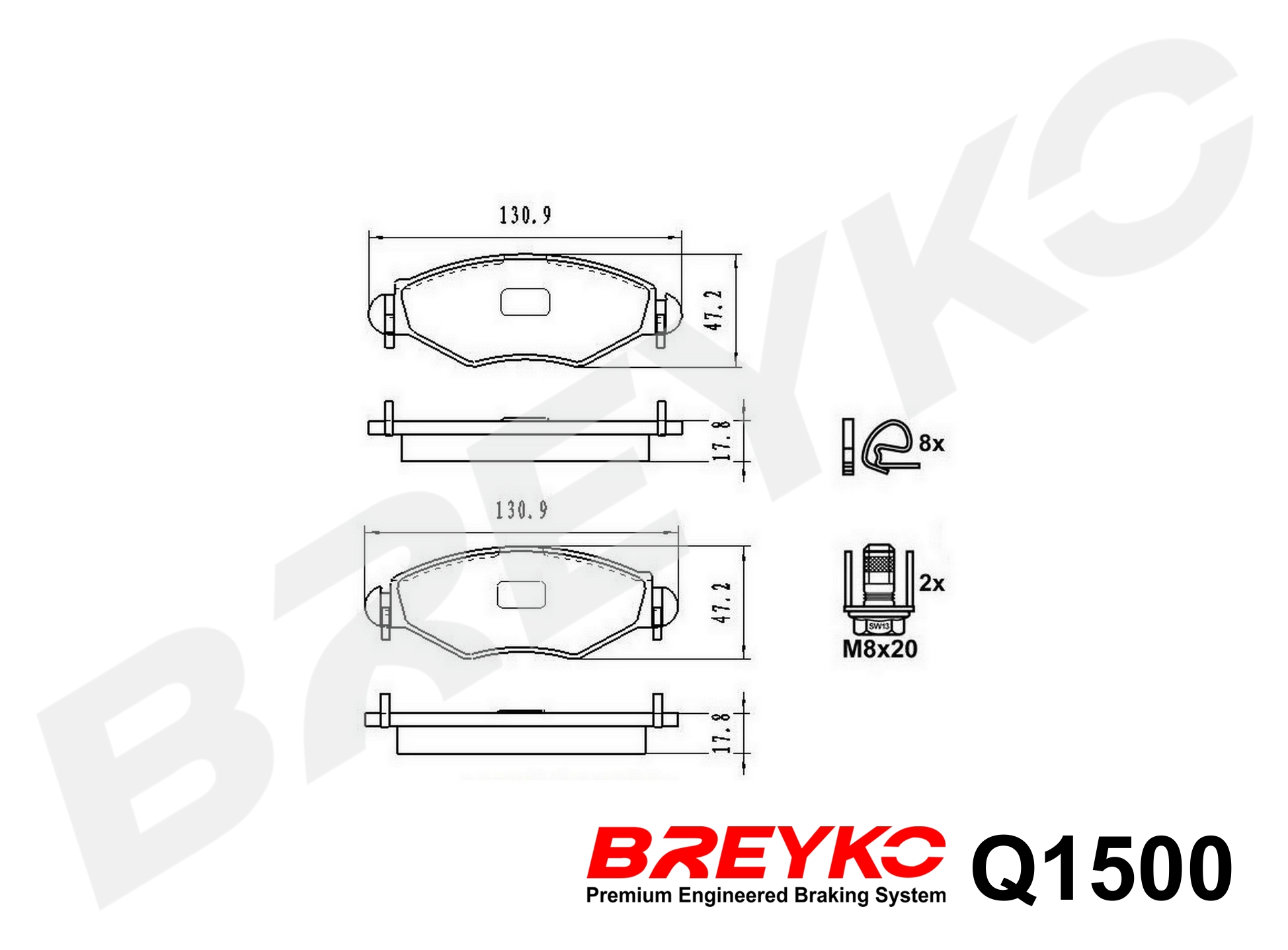 DAVID VASCO Q1500 BREYKO PREMIUM Brake Pad Set, disc brake