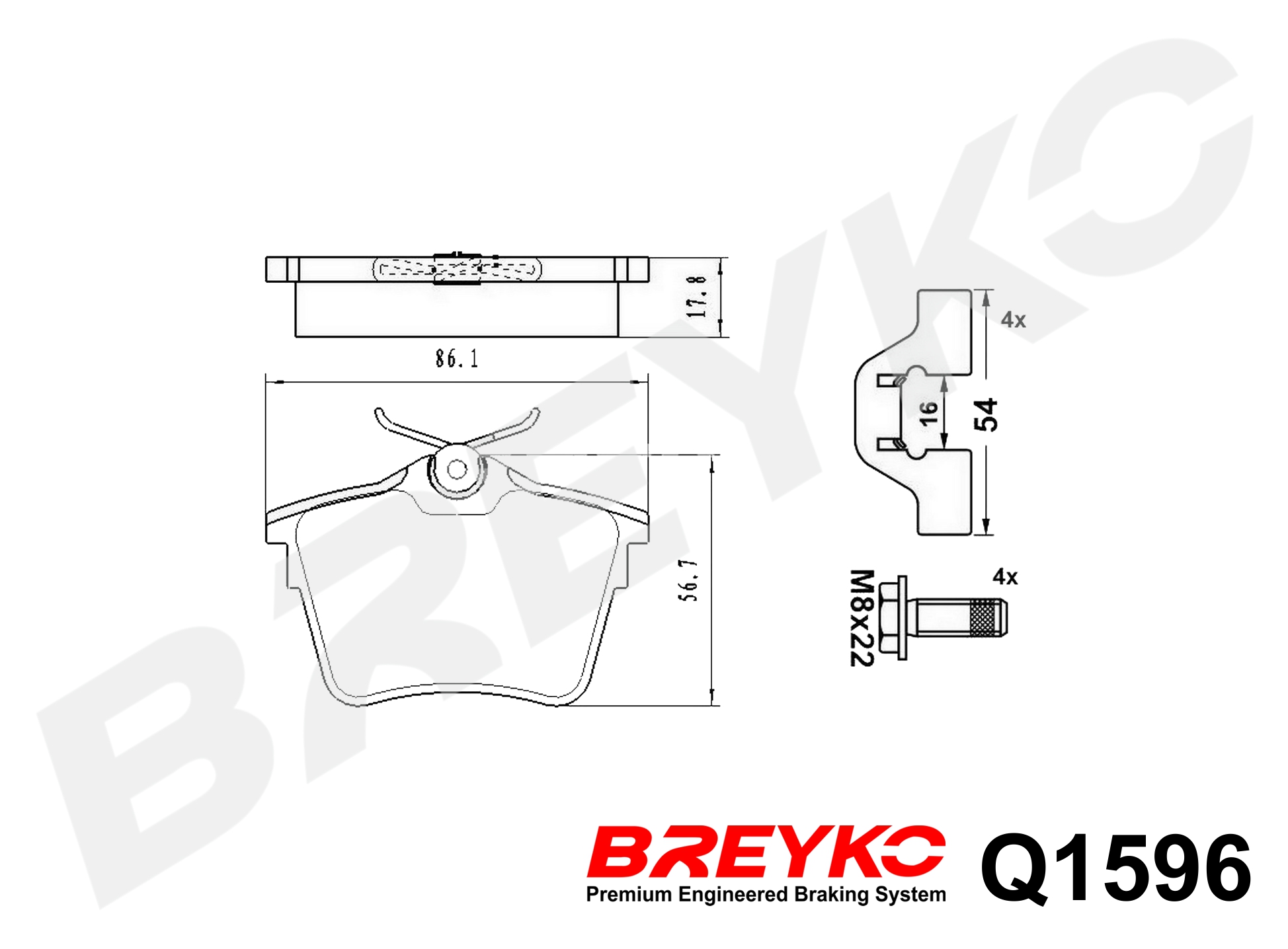DAVID VASCO Q1596 BREYKO PREMIUM Brake Pad Set, disc brake