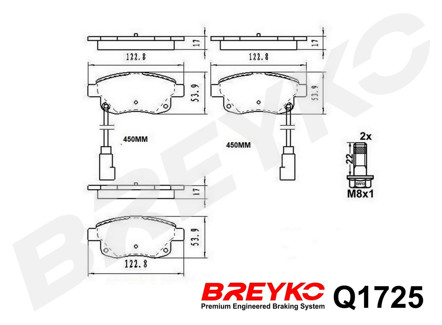 DAVID VASCO Q1725 BREYKO PREMIUM Brake Pad Set, disc brake