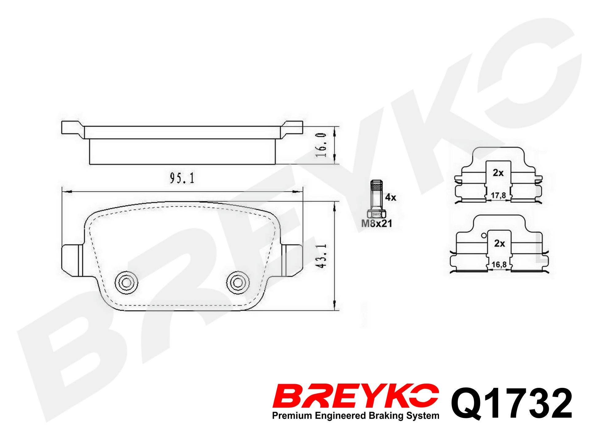 DAVID VASCO Q1732 BREYKO PREMIUM Brake Pad Set, disc brake