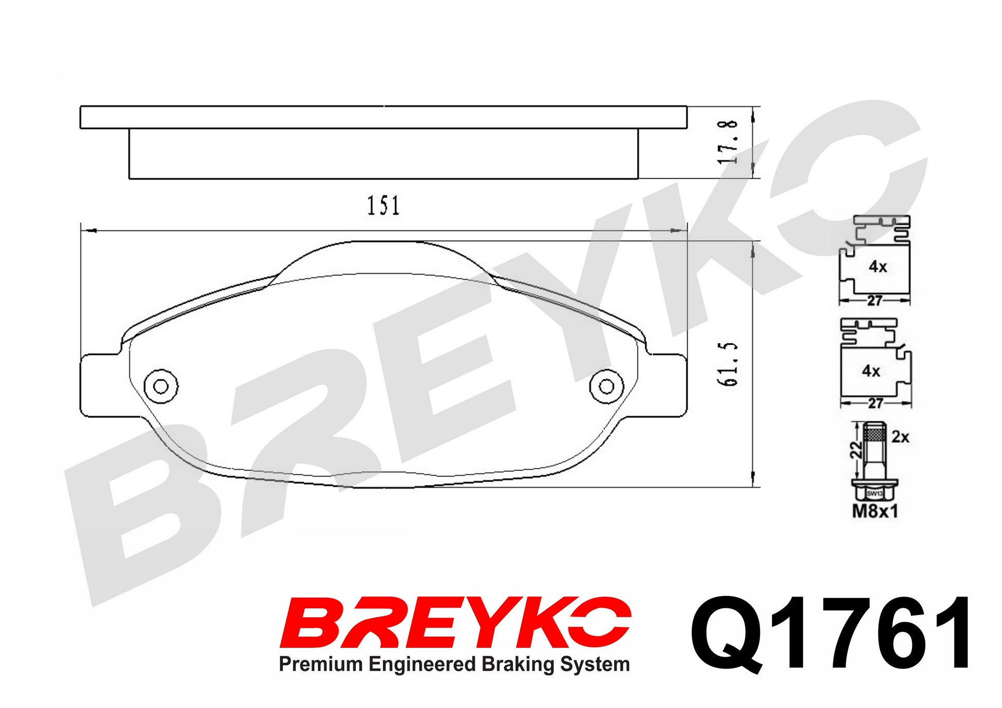 DAVID VASCO Q1761 BREYKO PREMIUM Brake Pad Set, disc brake