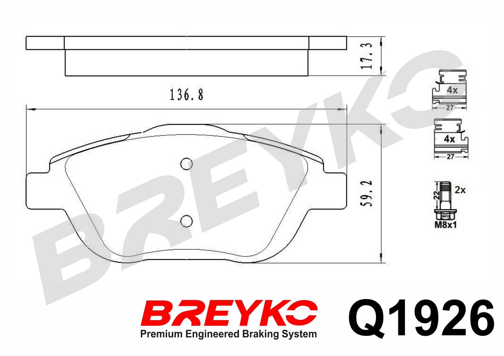 DAVID VASCO Q1926 BREYKO PREMIUM Brake Pad Set, disc brake