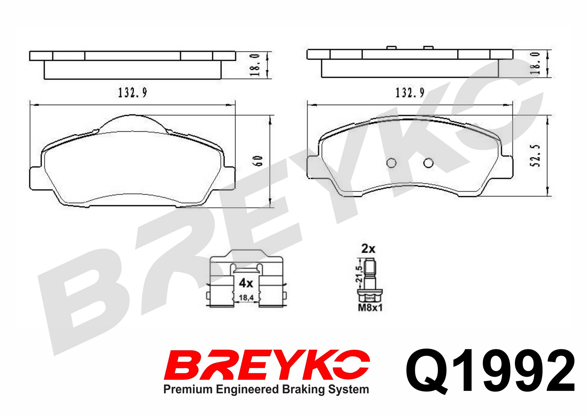 DAVID VASCO Q1992 BREYKO PREMIUM Brake Pad Set, disc brake