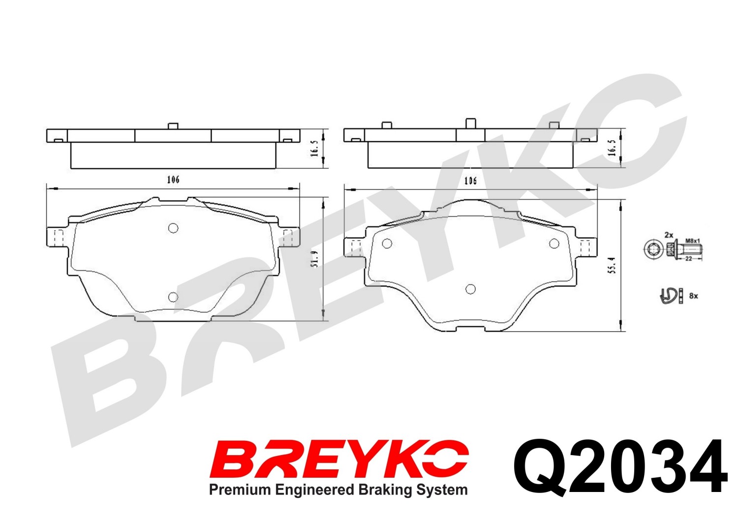 DAVID VASCO Q2034 BREYKO PREMIUM Brake Pad Set, disc brake