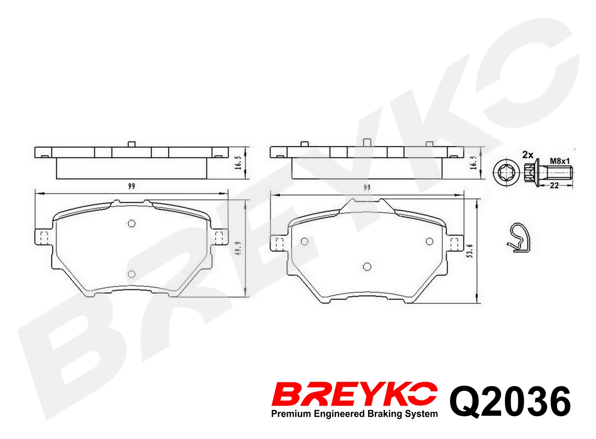DAVID VASCO Q2036 BREYKO PREMIUM Brake Pad Set, disc brake