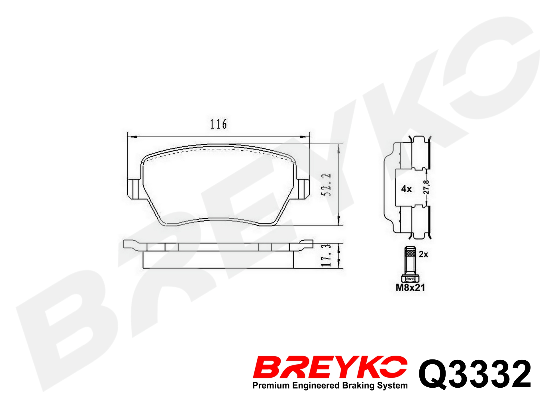 DAVID VASCO Q3332 BREYKO PREMIUM Brake Pad Set, disc brake