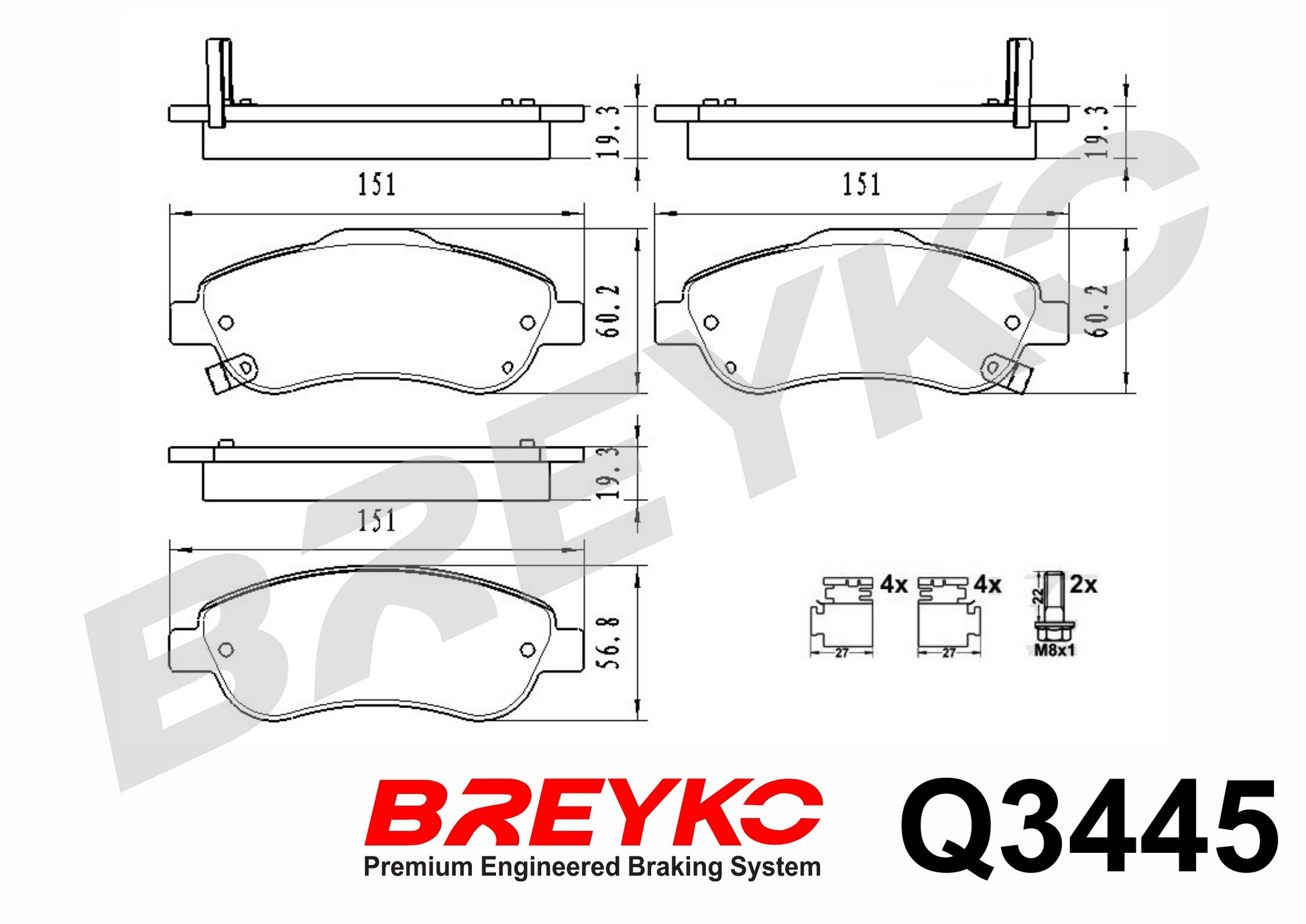 DAVID VASCO Q3445 BREYKO PREMIUM Brake Pad Set, disc brake