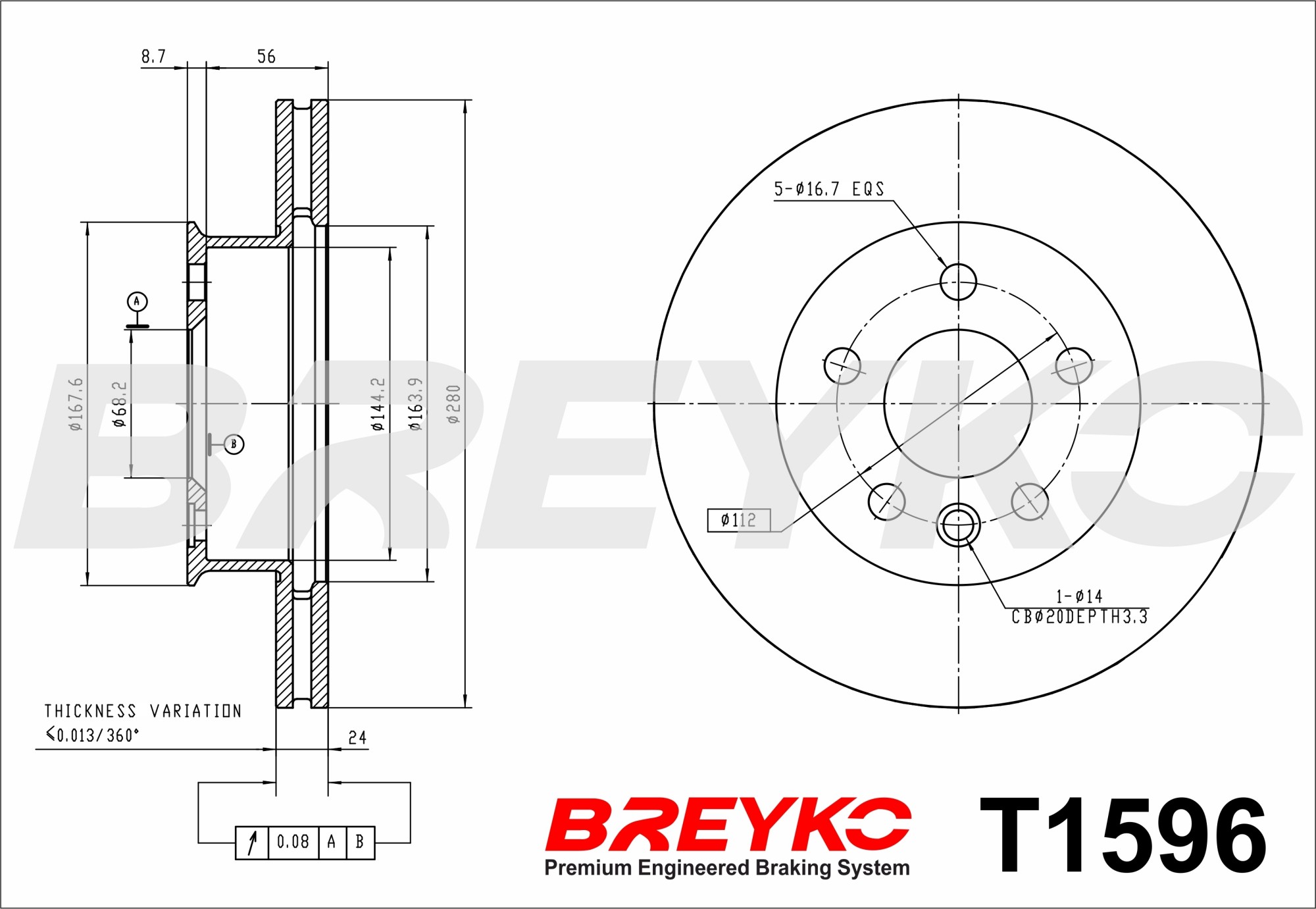 DAVID VASCO T1596 BREYKO Brake Disc