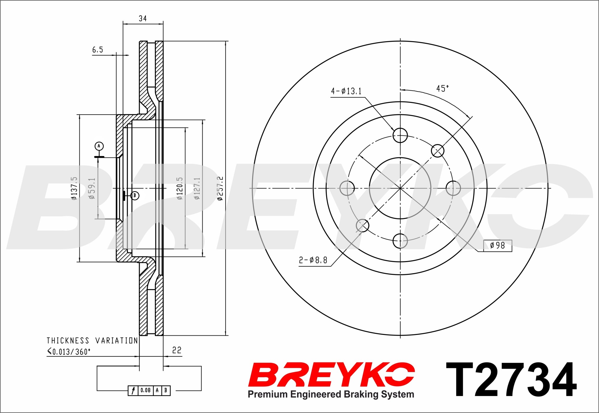DAVID VASCO T2734 BREYKO Brake Disc