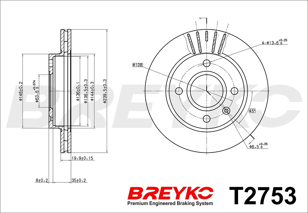 DAVID VASCO T2753 BREYKO Brake Disc
