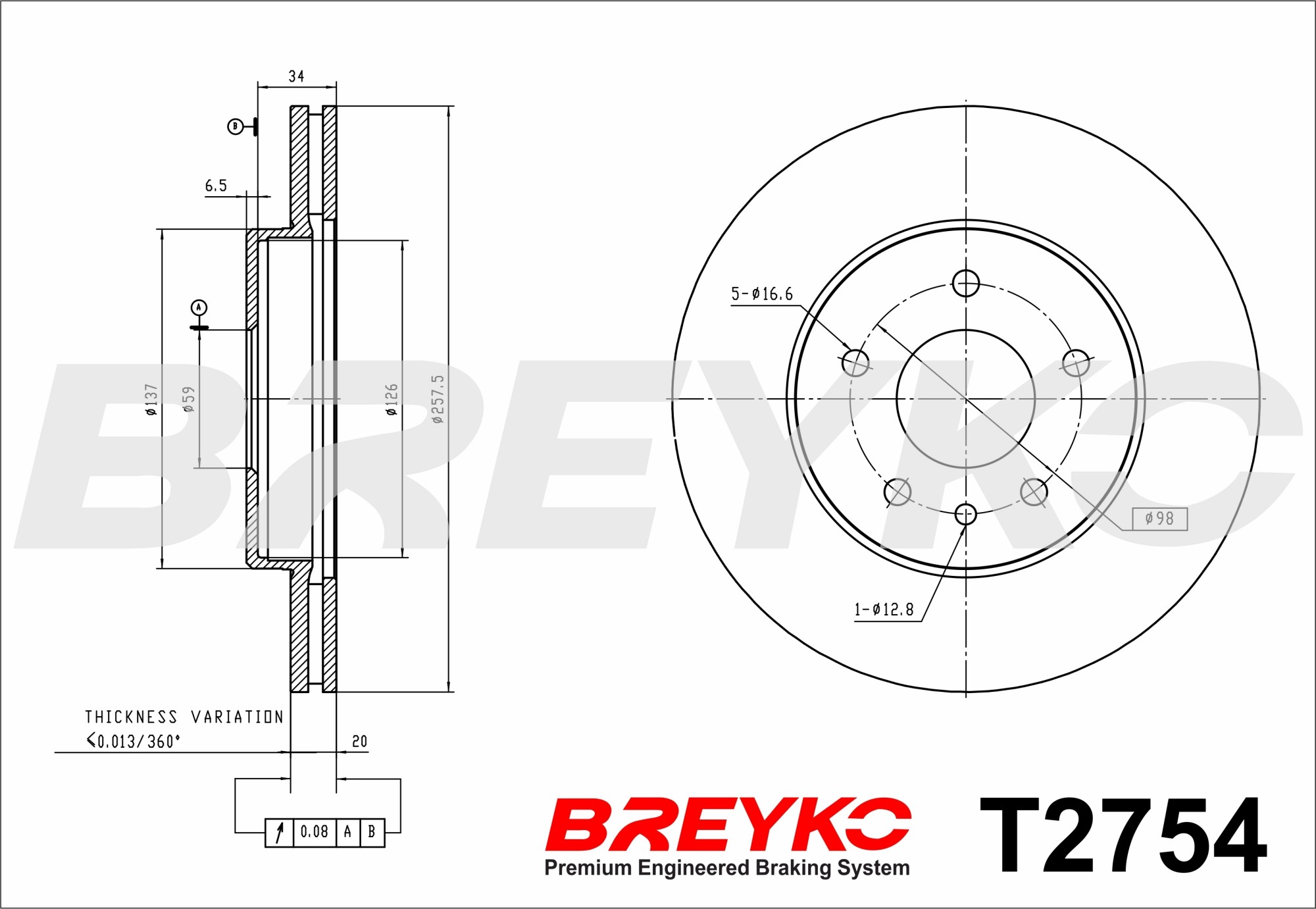DAVID VASCO T2754 BREYKO Brake Disc