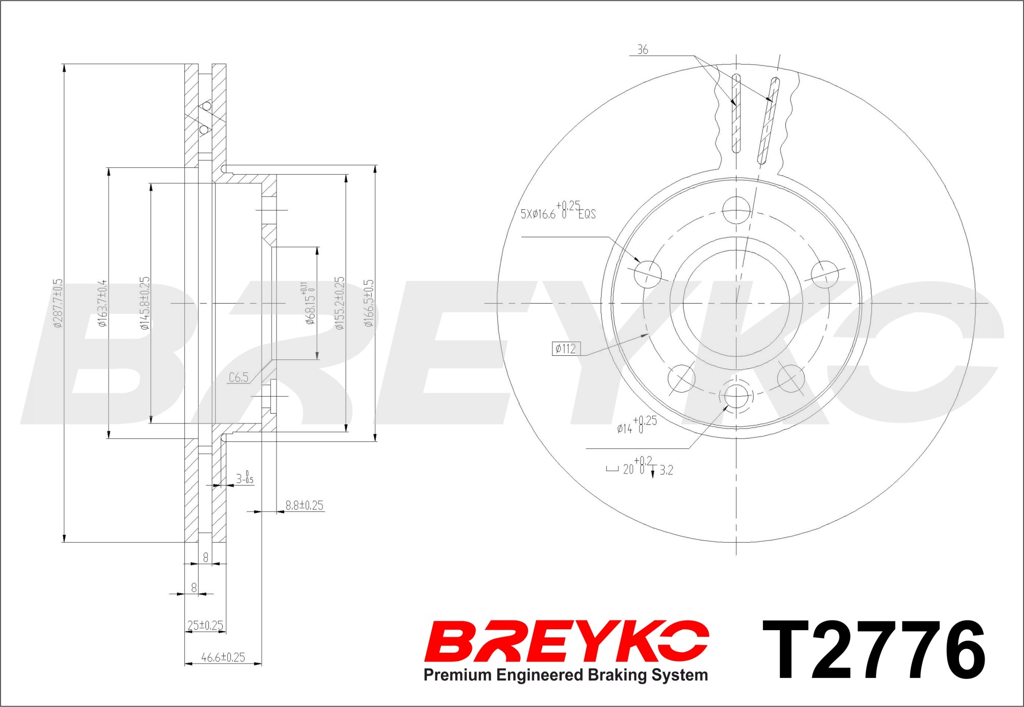 DAVID VASCO T2776 BREYKO Brake Disc