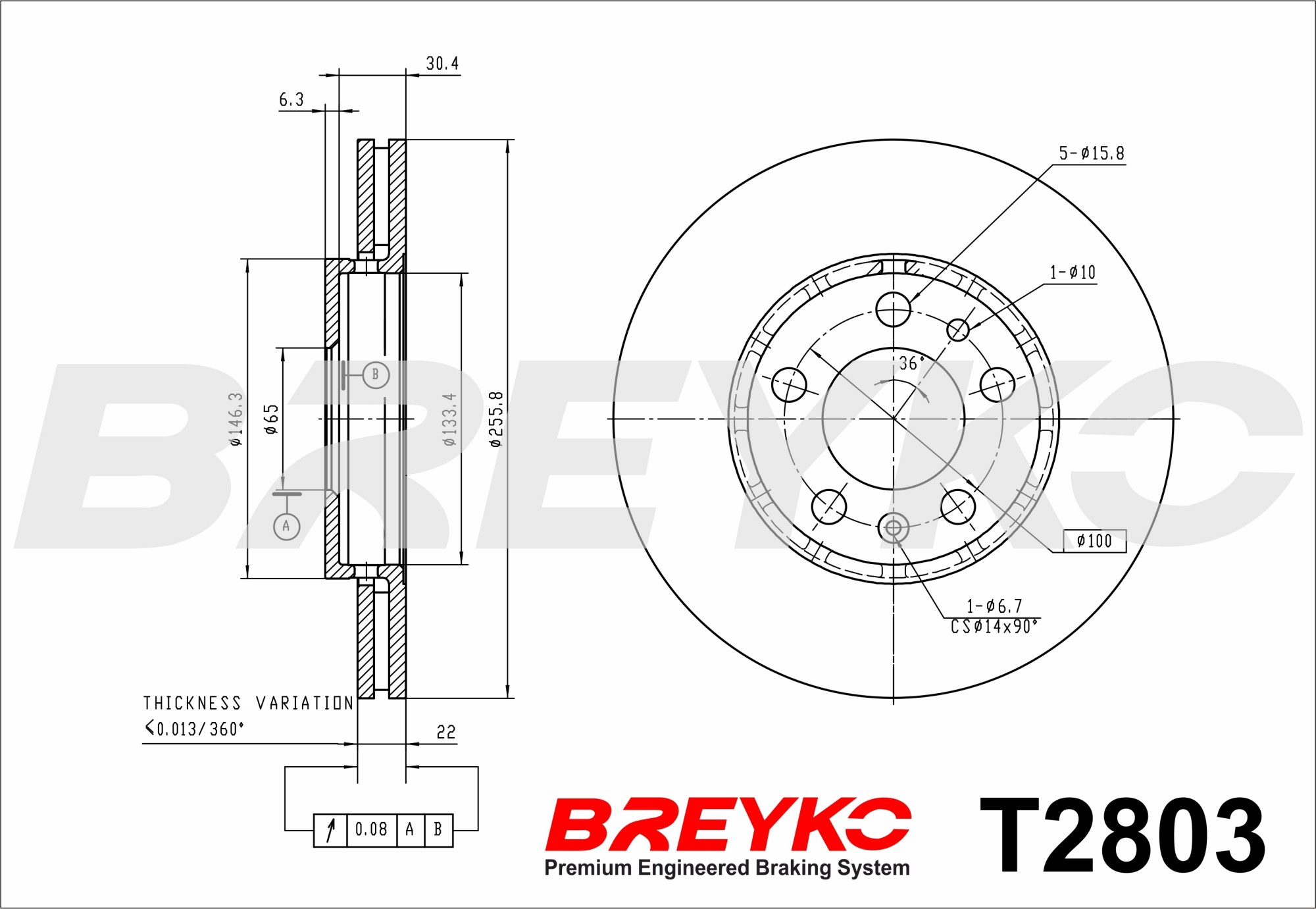 DAVID VASCO T2803 BREYKO Brake Disc