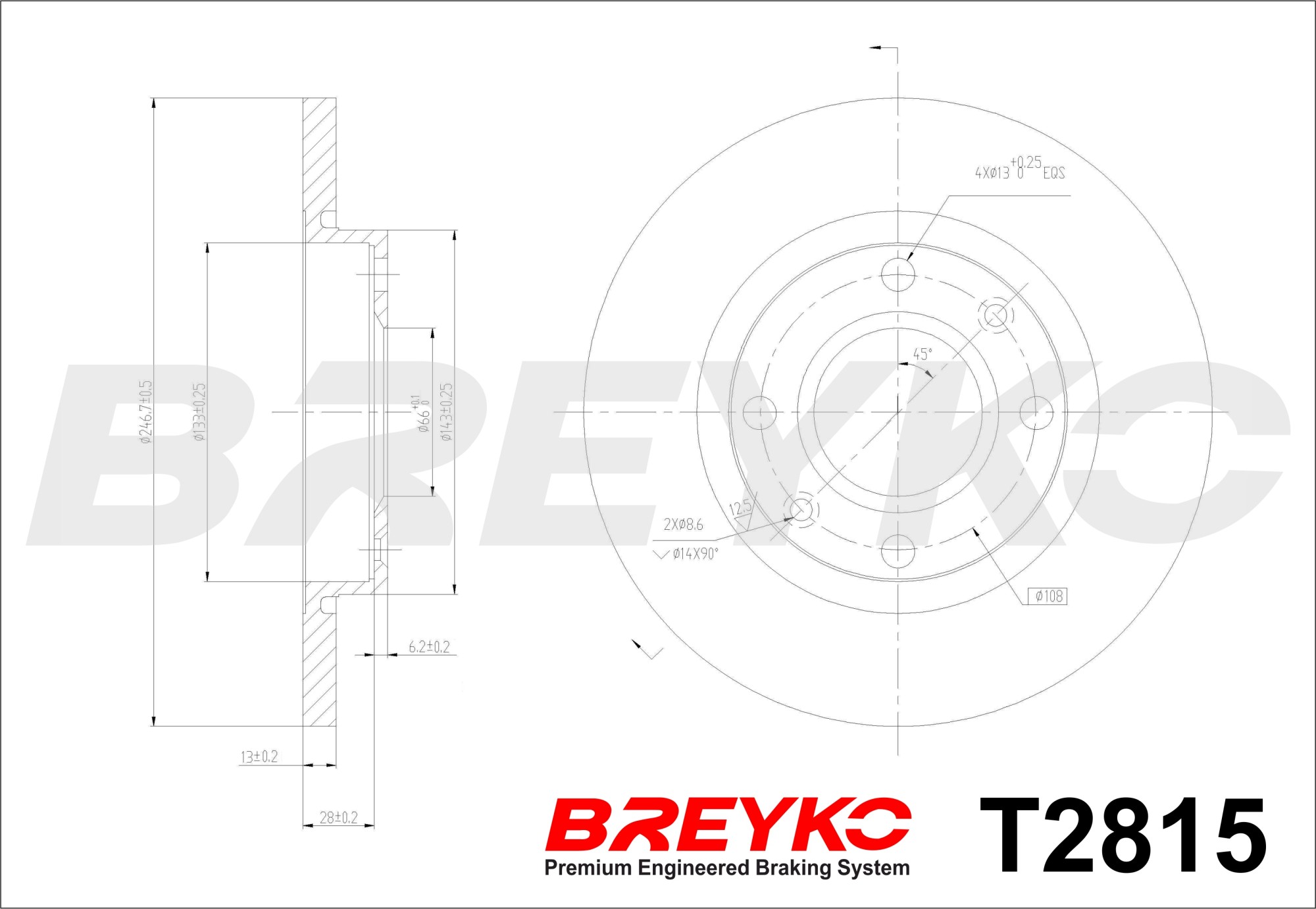 DAVID VASCO T2815 BREYKO Brake Disc