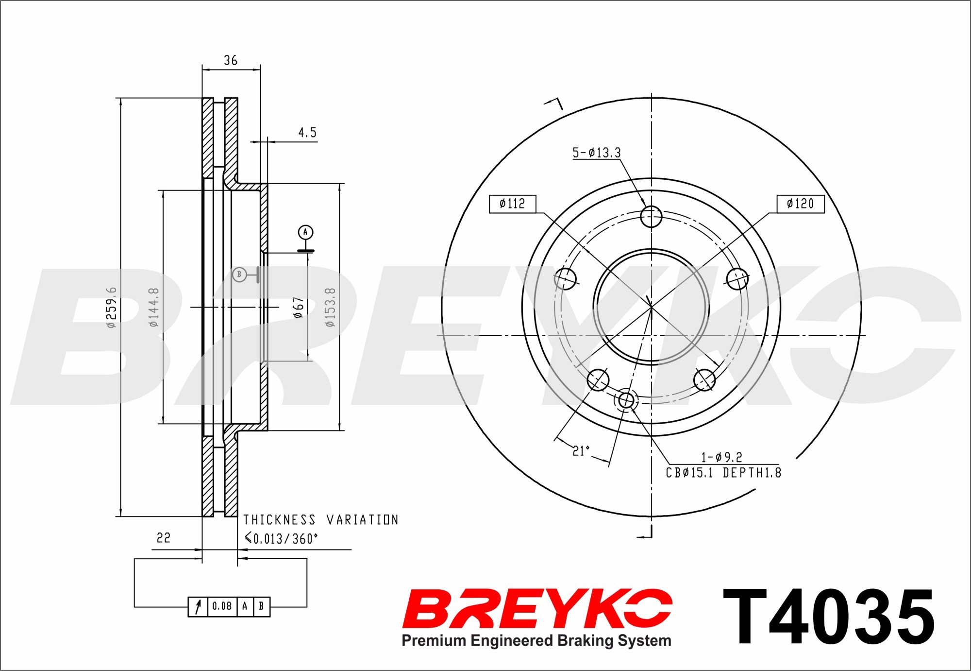 DAVID VASCO T4035 BREYKO Brake Disc