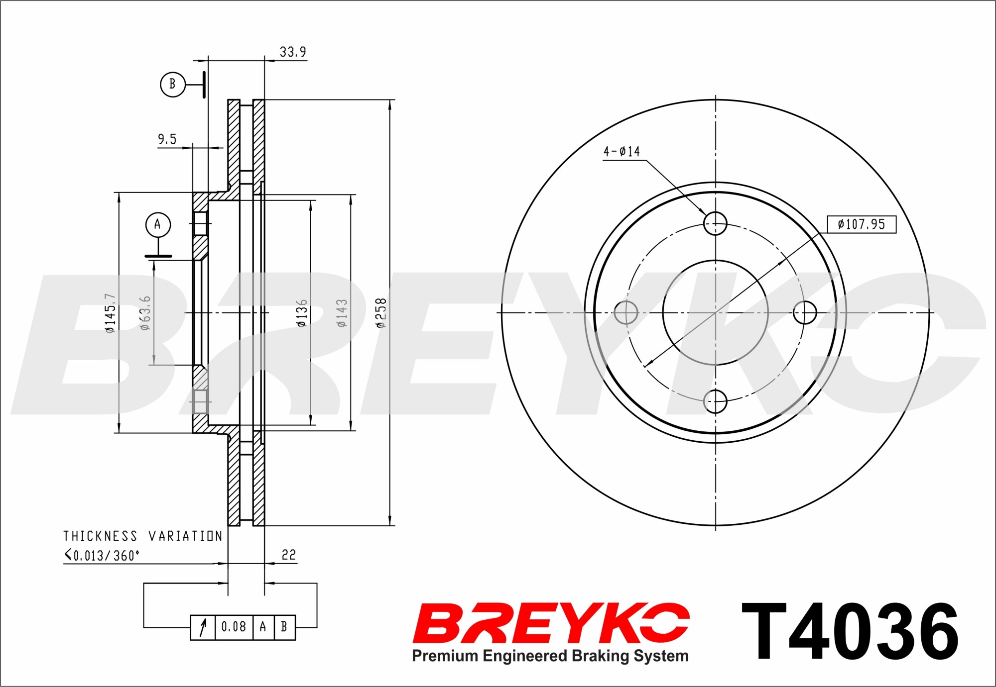 DAVID VASCO T4036 BREYKO Brake Disc