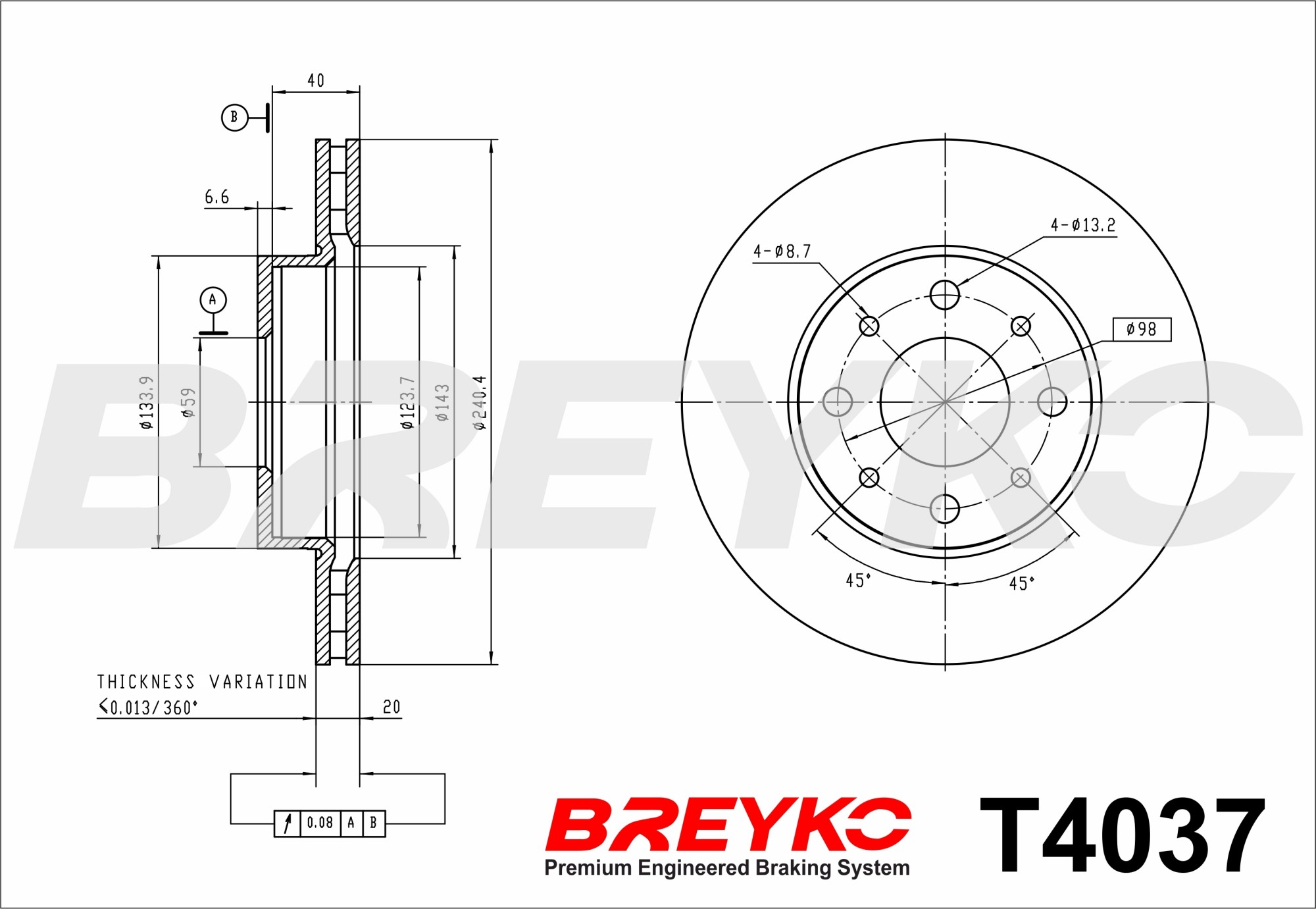DAVID VASCO T4037 BREYKO Brake Disc