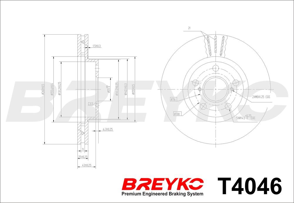 DAVID VASCO T4046 BREYKO Brake Disc