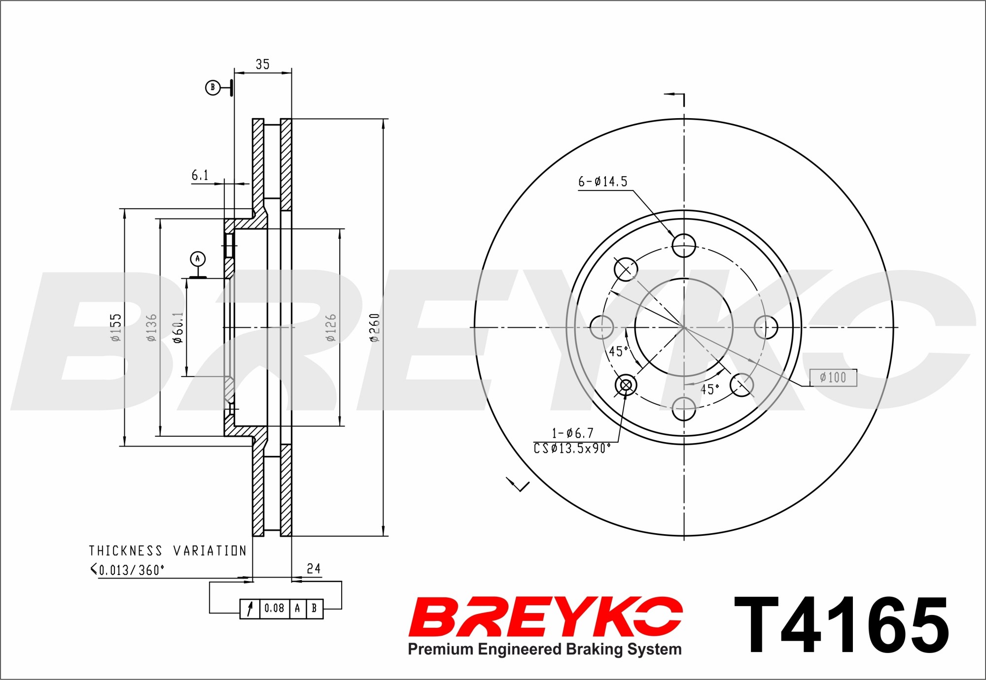 DAVID VASCO T4165 BREYKO Brake Disc