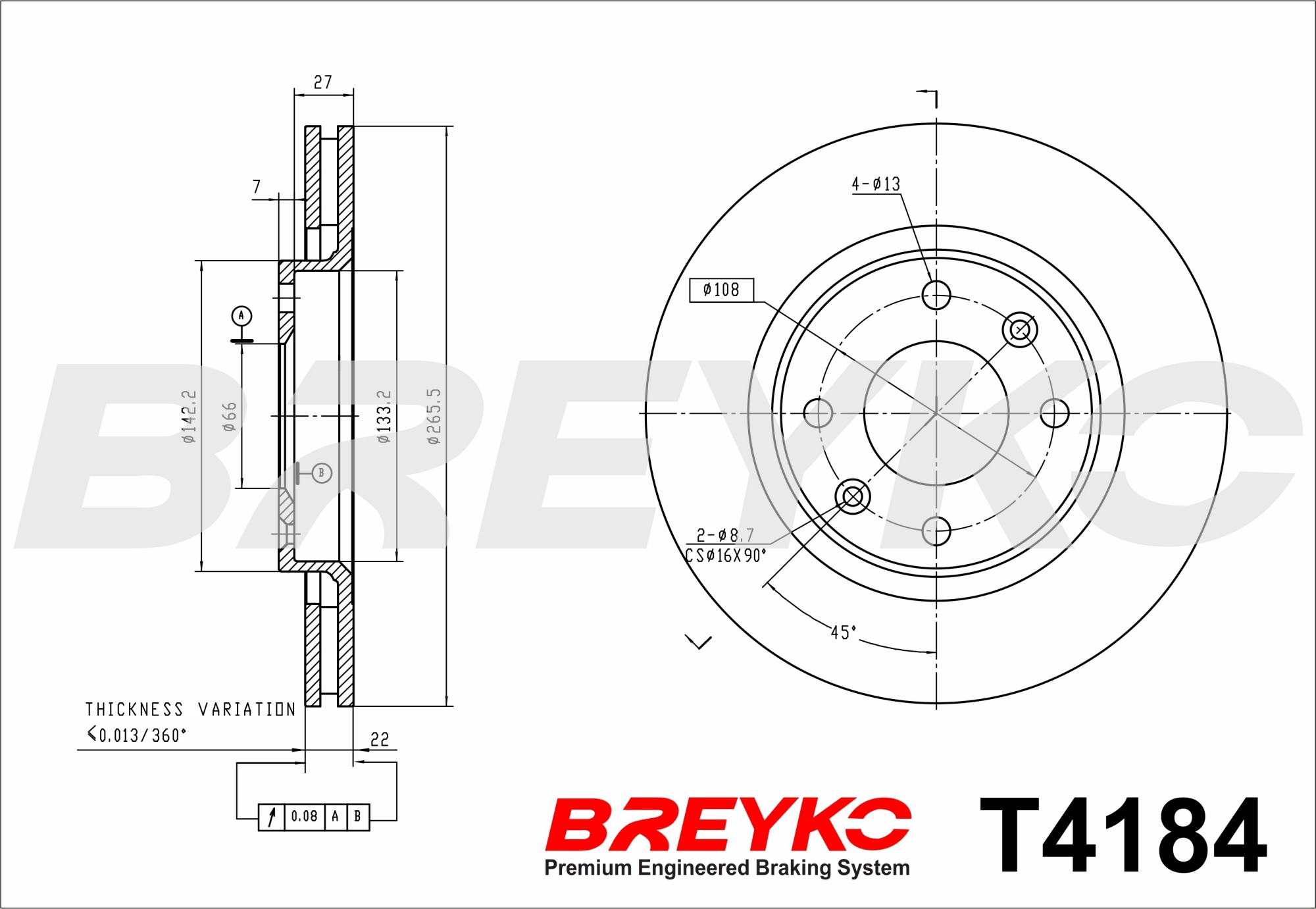 DAVID VASCO T4184 BREYKO Brake Disc