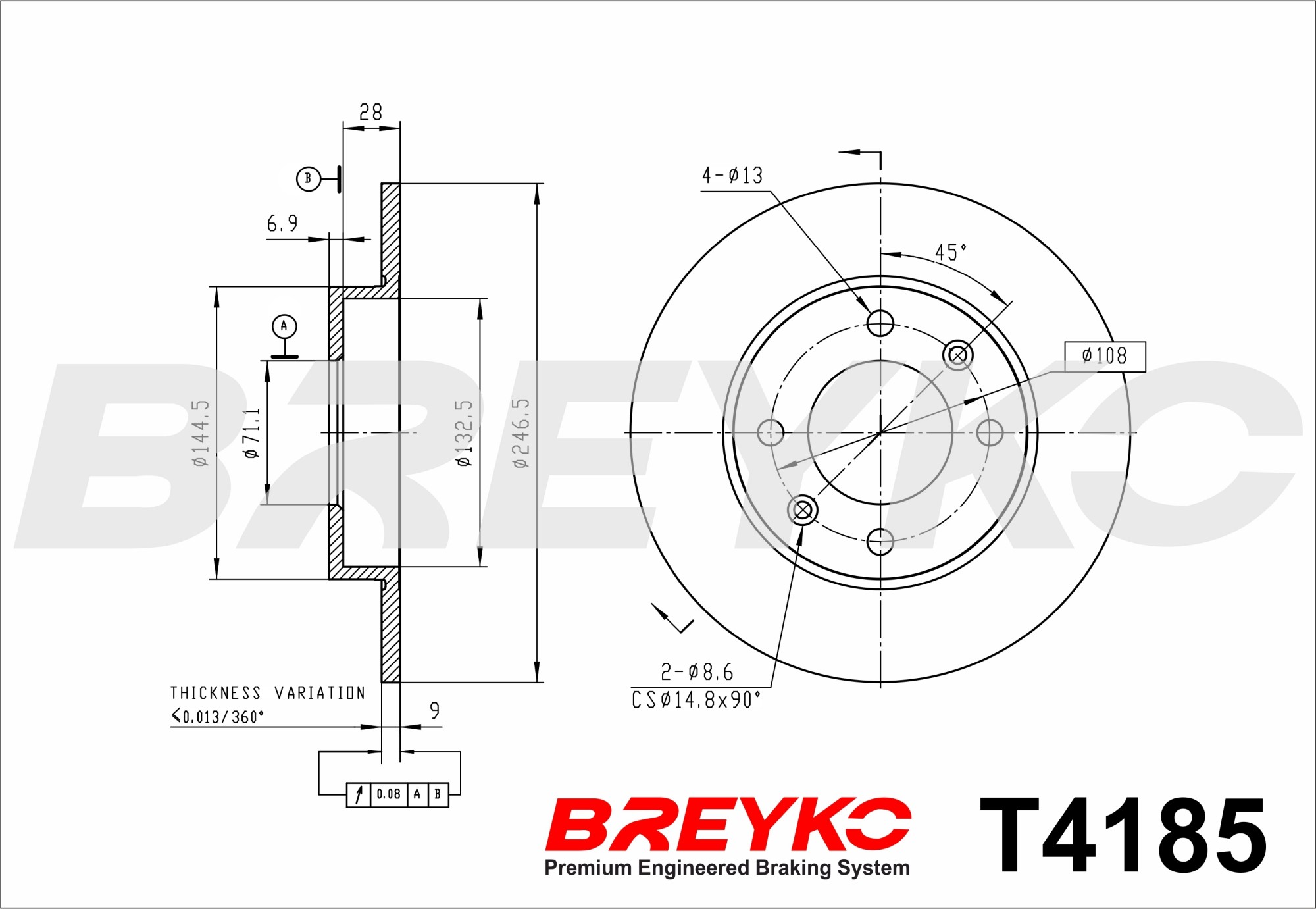 DAVID VASCO T4185 BREYKO Brake Disc