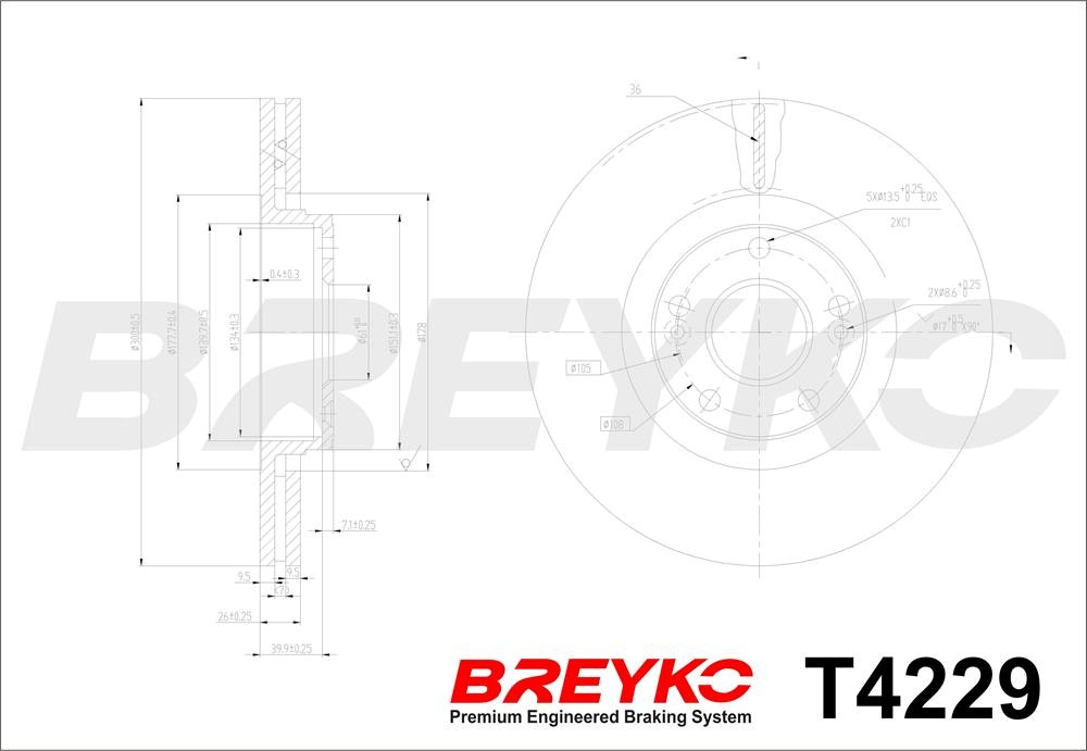 DAVID VASCO T4229 BREYKO Brake Disc