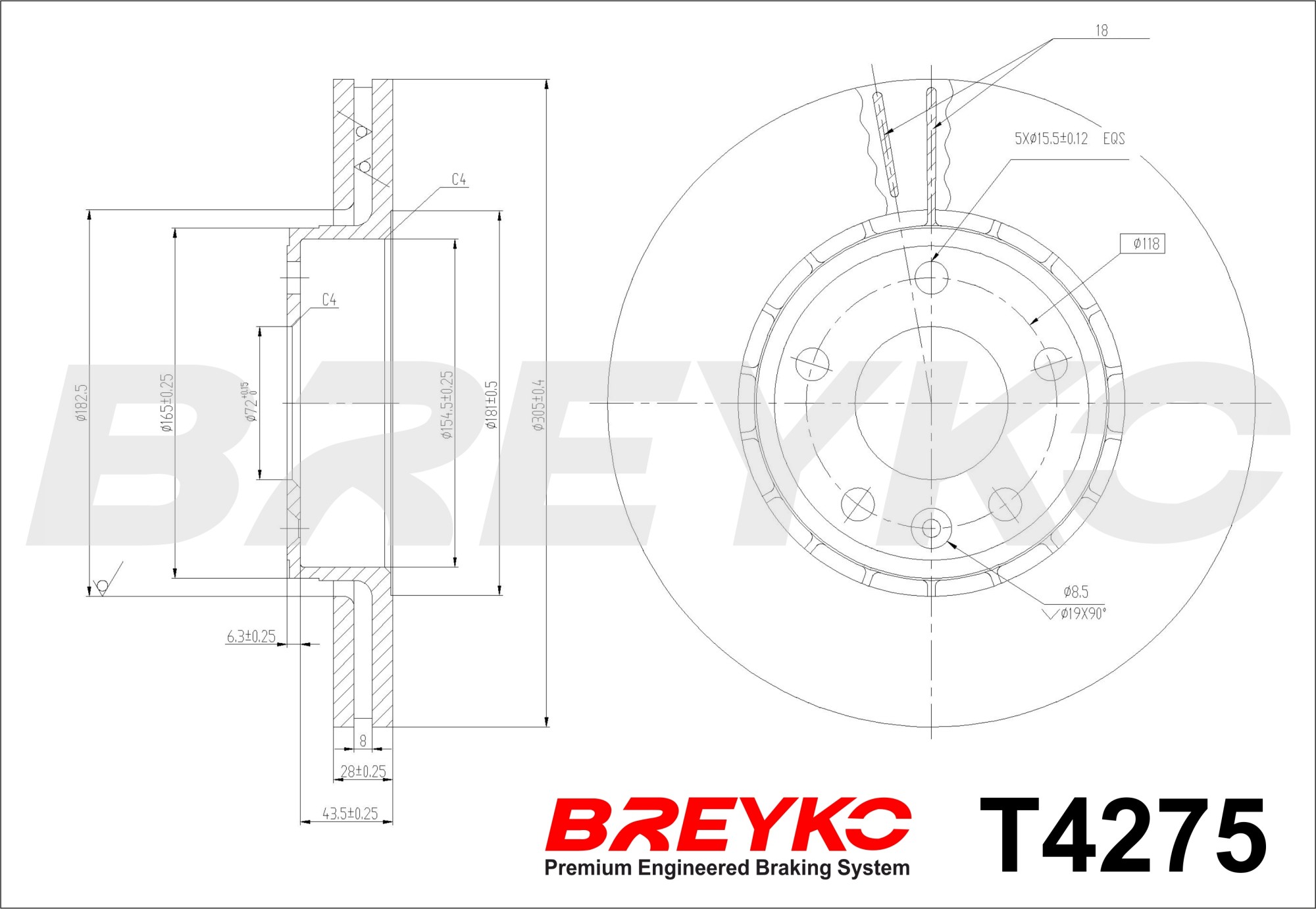 DAVID VASCO T4275 BREYKO Brake Disc