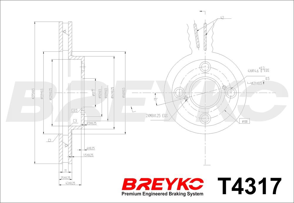DAVID VASCO T4317 BREYKO Brake Disc