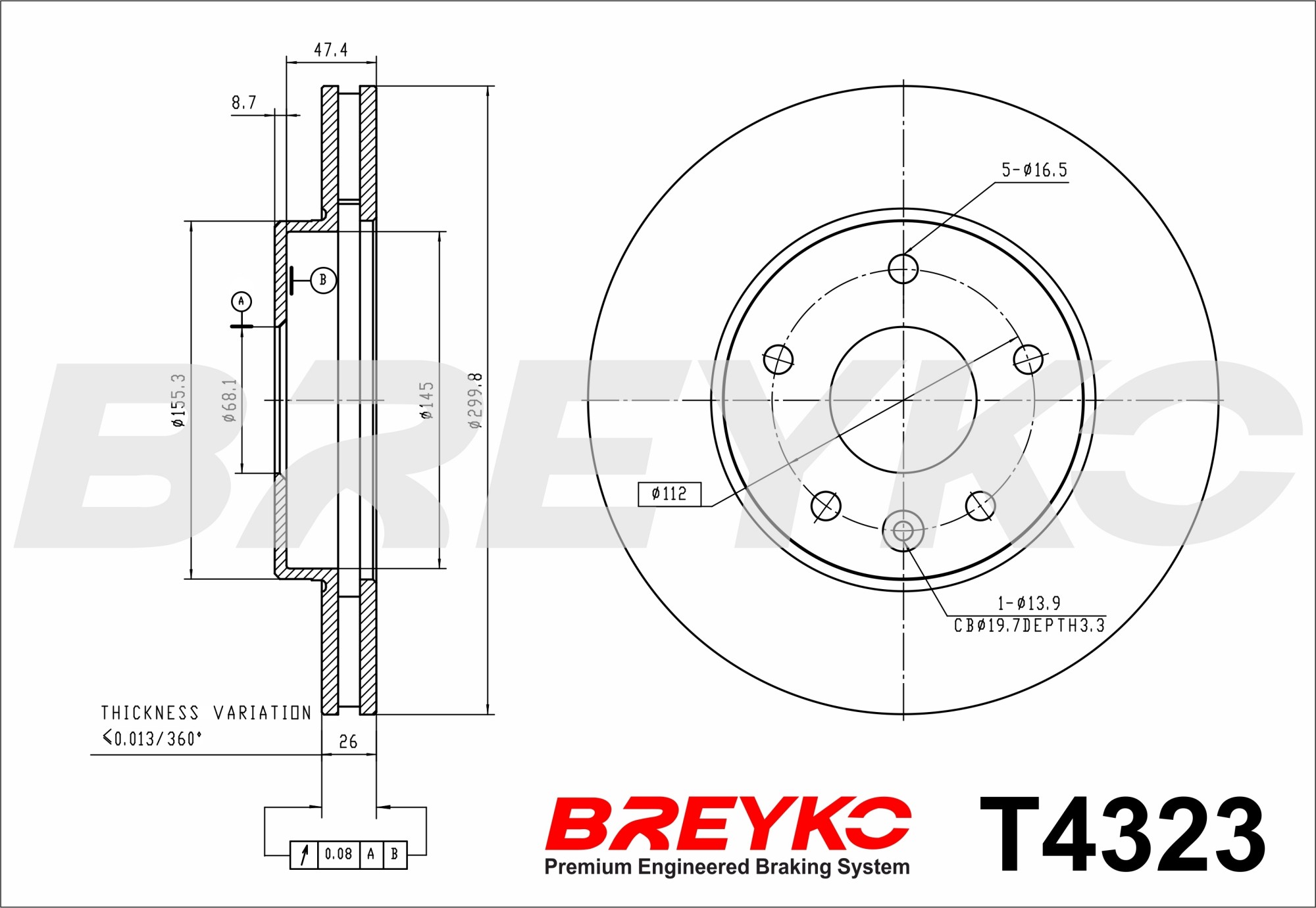 DAVID VASCO T4323 BREYKO Brake Disc