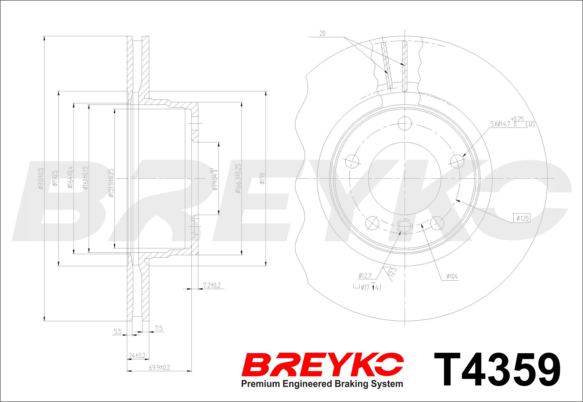 DAVID VASCO T4359 BREYKO Brake Disc