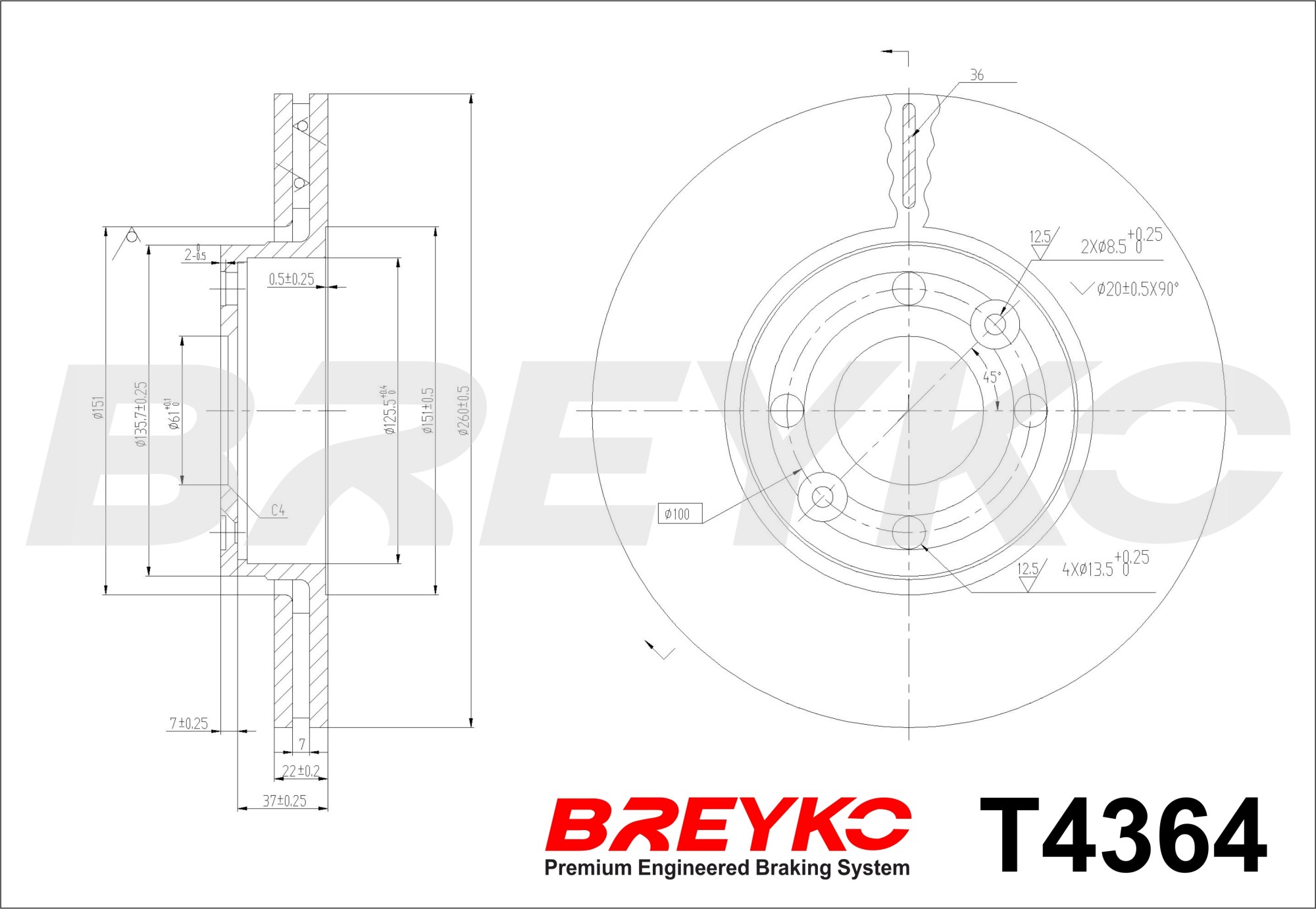 DAVID VASCO T4364 BREYKO Brake Disc