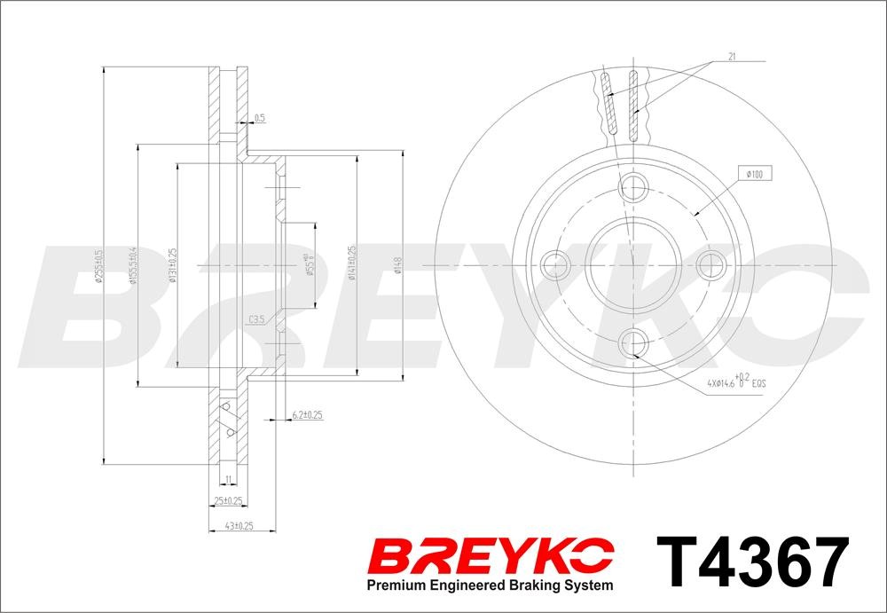 DAVID VASCO T4367 BREYKO Brake Disc