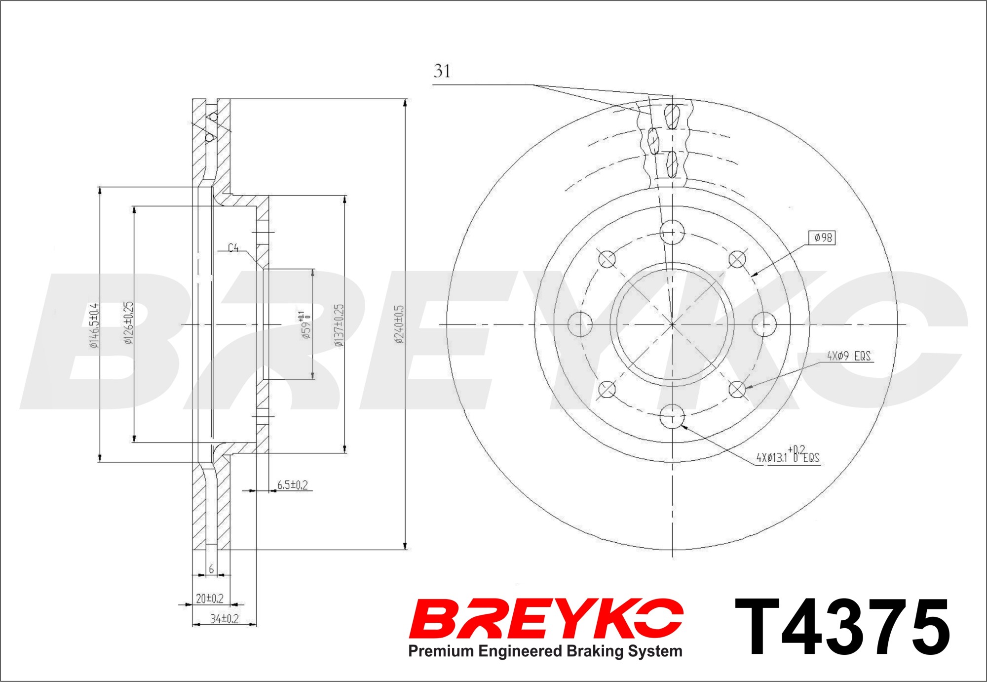 DAVID VASCO T4375 BREYKO Brake Disc