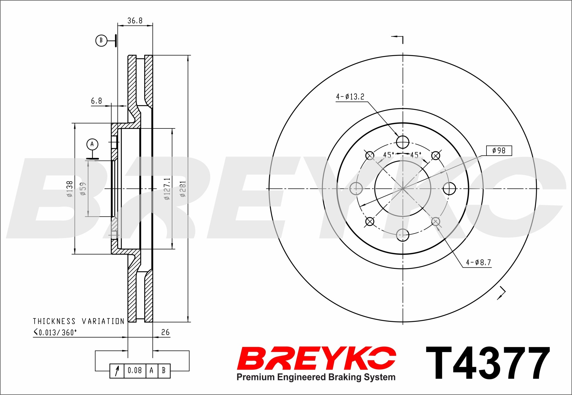 DAVID VASCO T4377 BREYKO Brake Disc