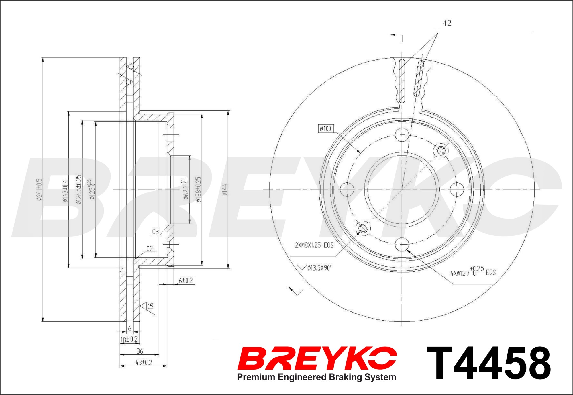 DAVID VASCO T4458 BREYKO Brake Disc
