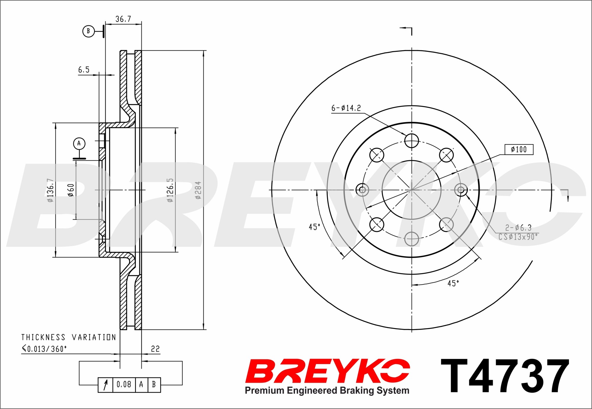 DAVID VASCO T4737 BREYKO Brake Disc
