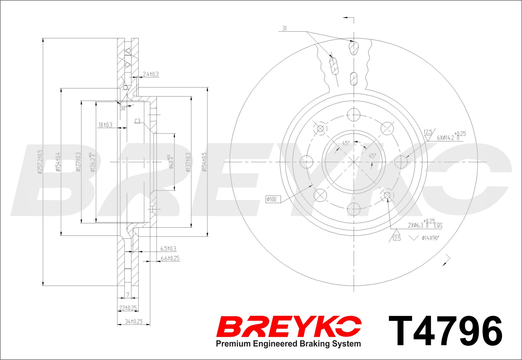 DAVID VASCO T4796 BREYKO Brake Disc