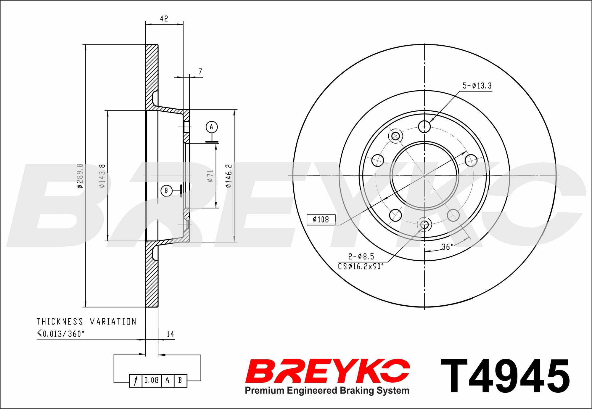 DAVID VASCO T4945 BREYKO Brake Disc