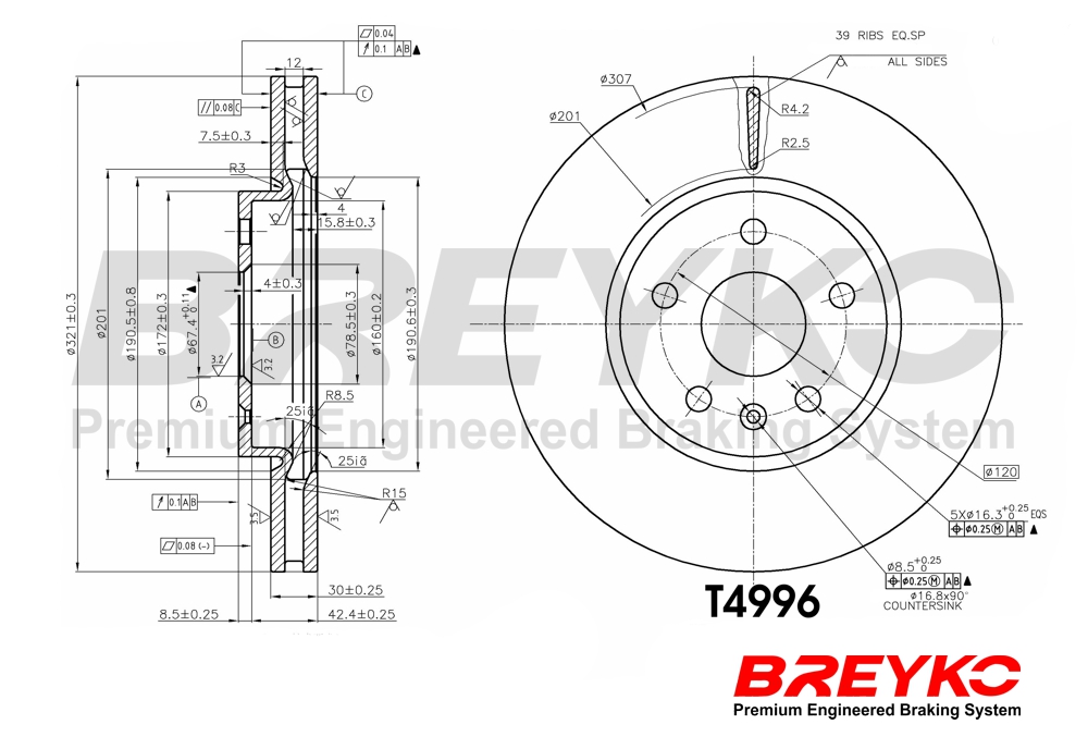 DAVID VASCO T4996 BREYKO Brake Disc