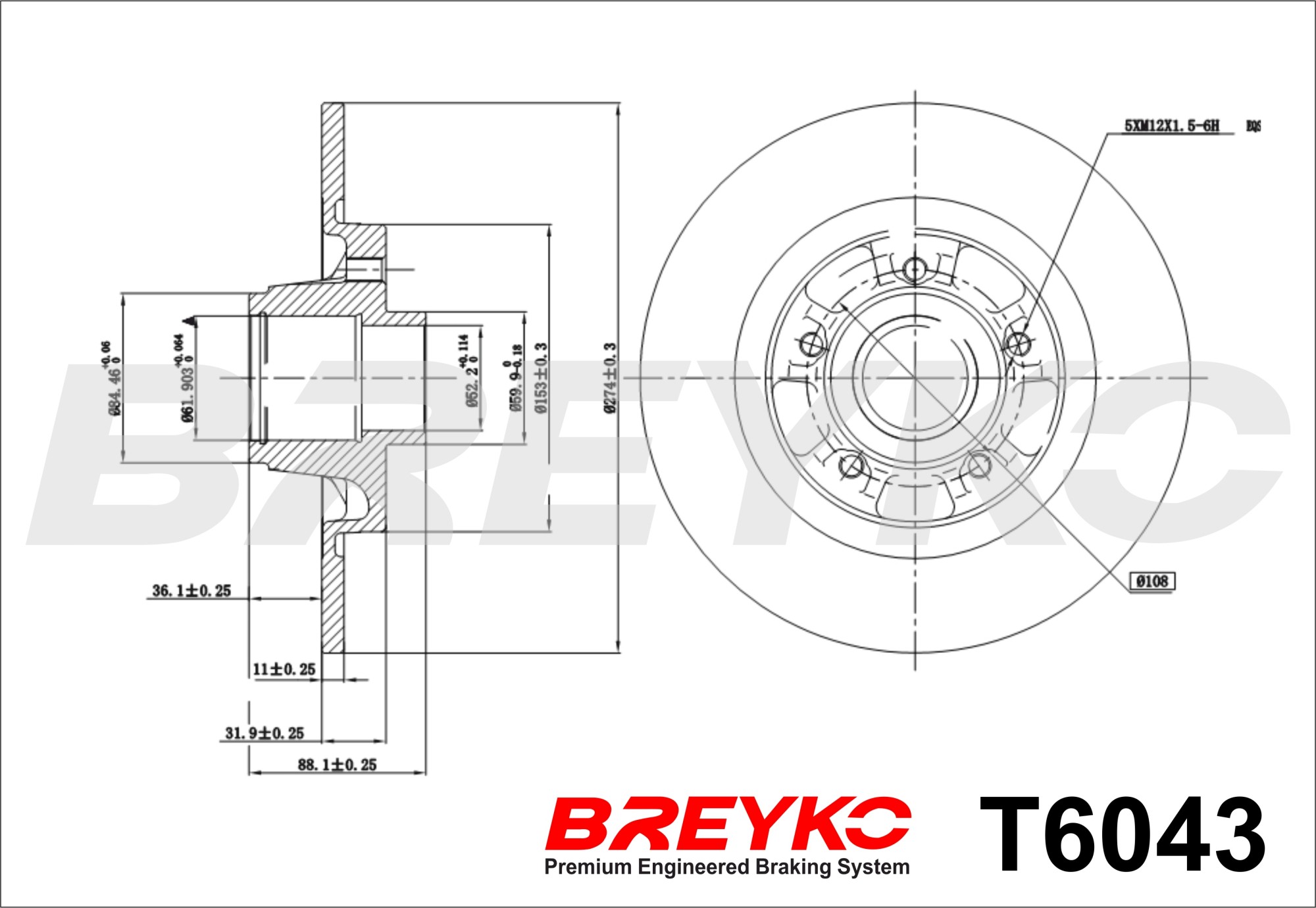 DAVID VASCO T6043 BREYKO Brake Disc