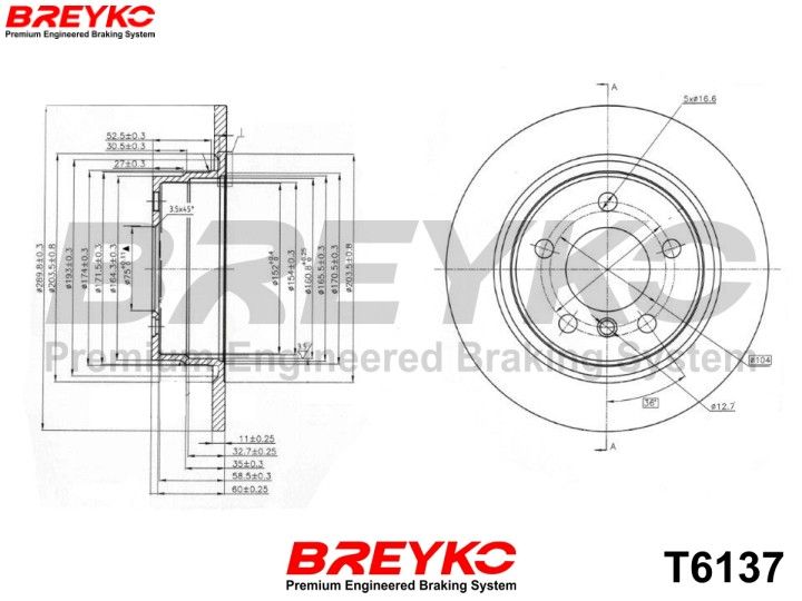 DAVID VASCO T6137 Brake Disc