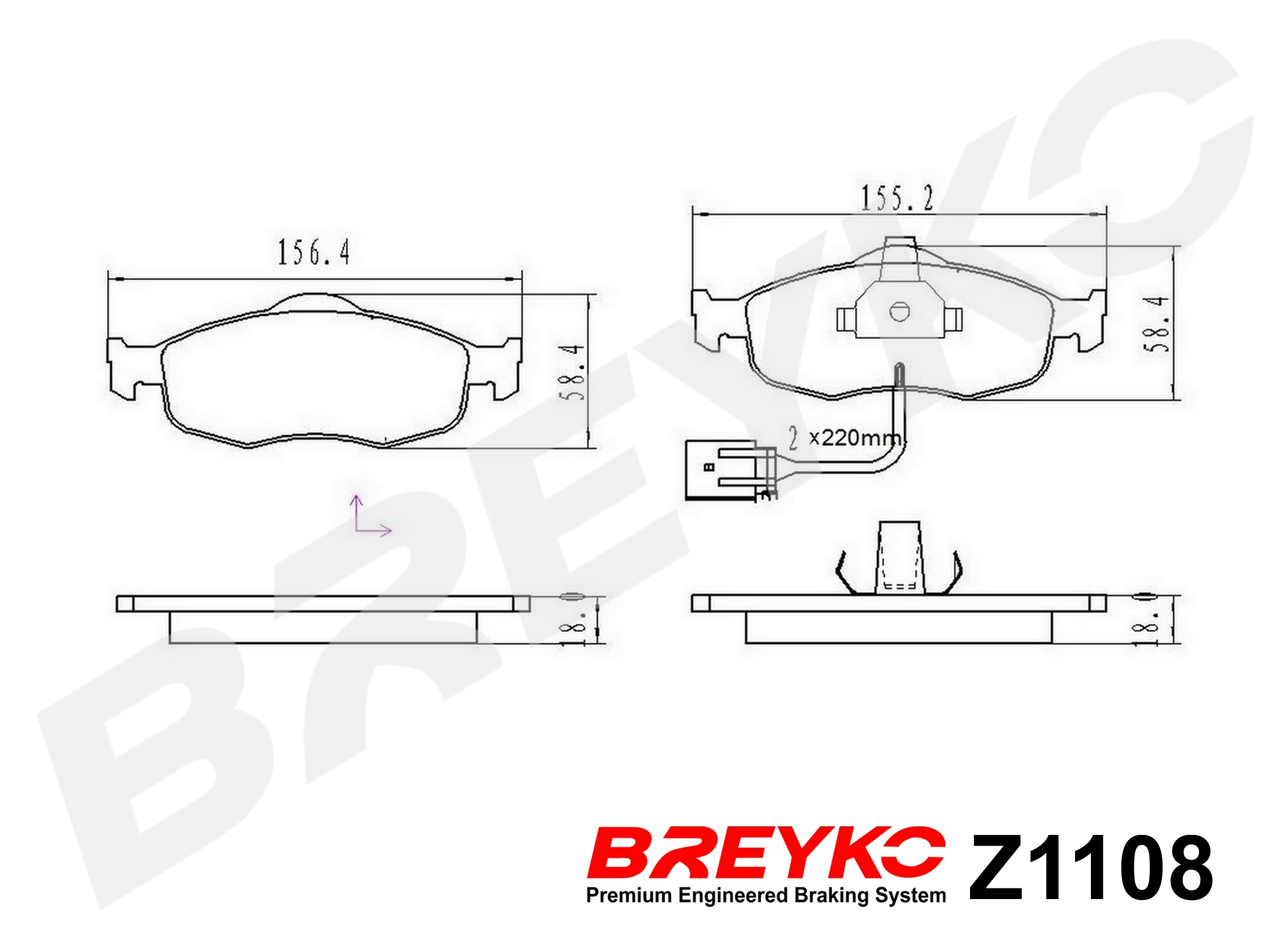 DAVID VASCO Z1108 BREYKO Brake Pad Set, disc brake