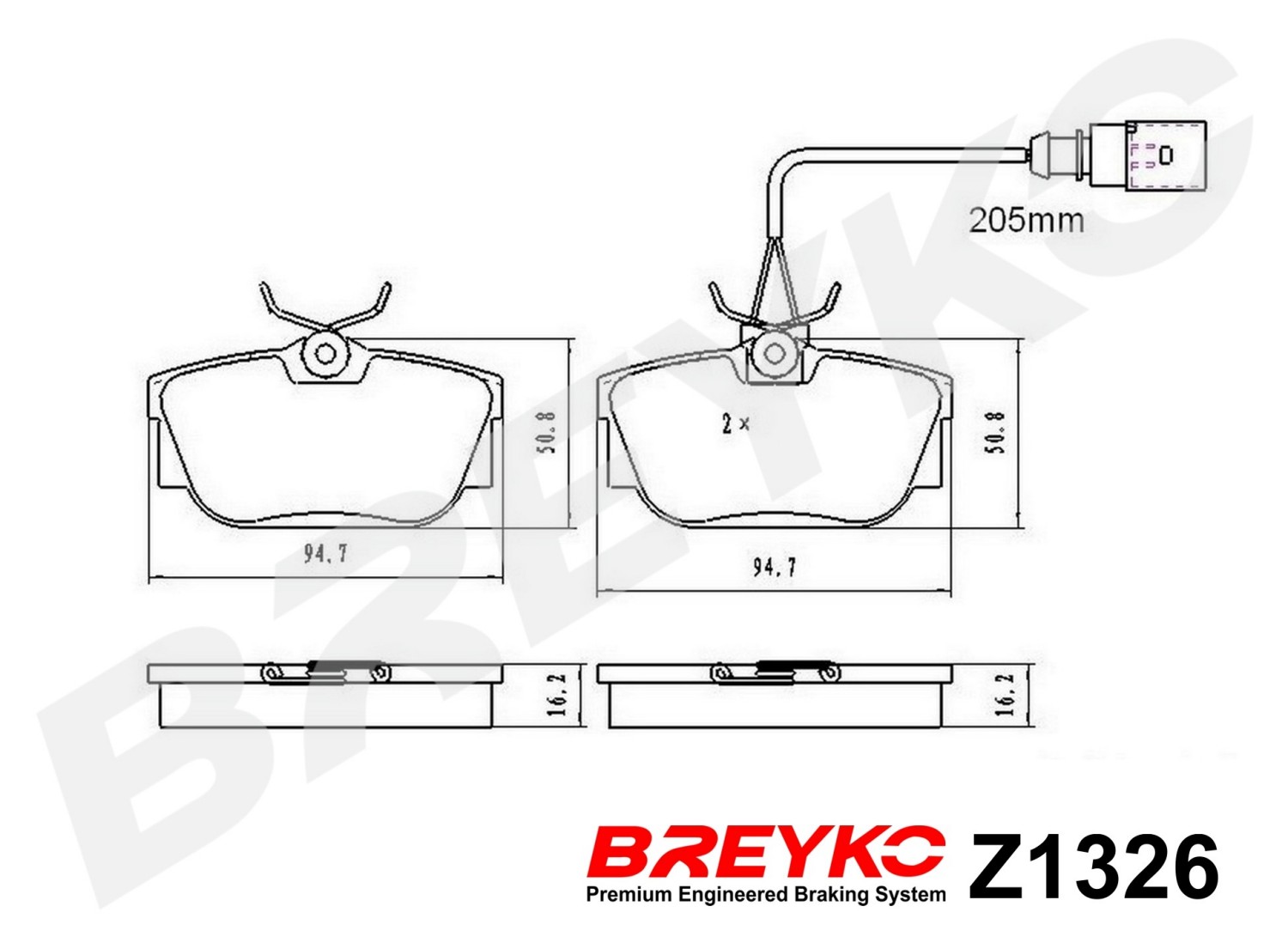 DAVID VASCO Z1326 BREYKO Kit pastiglie freno, Freno a disco