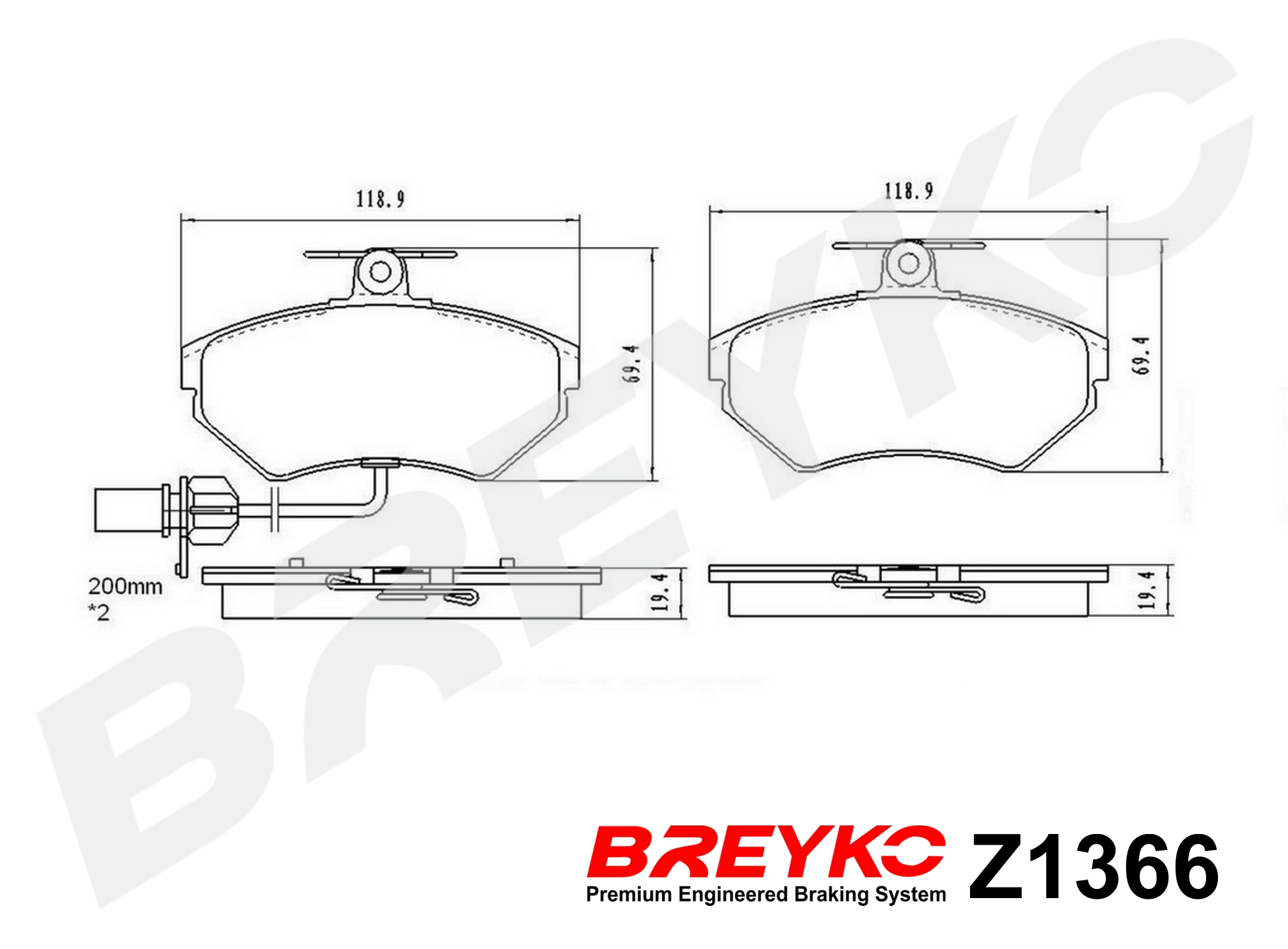 DAVID VASCO Z1366 BREYKO Kit pastiglie freno, Freno a disco