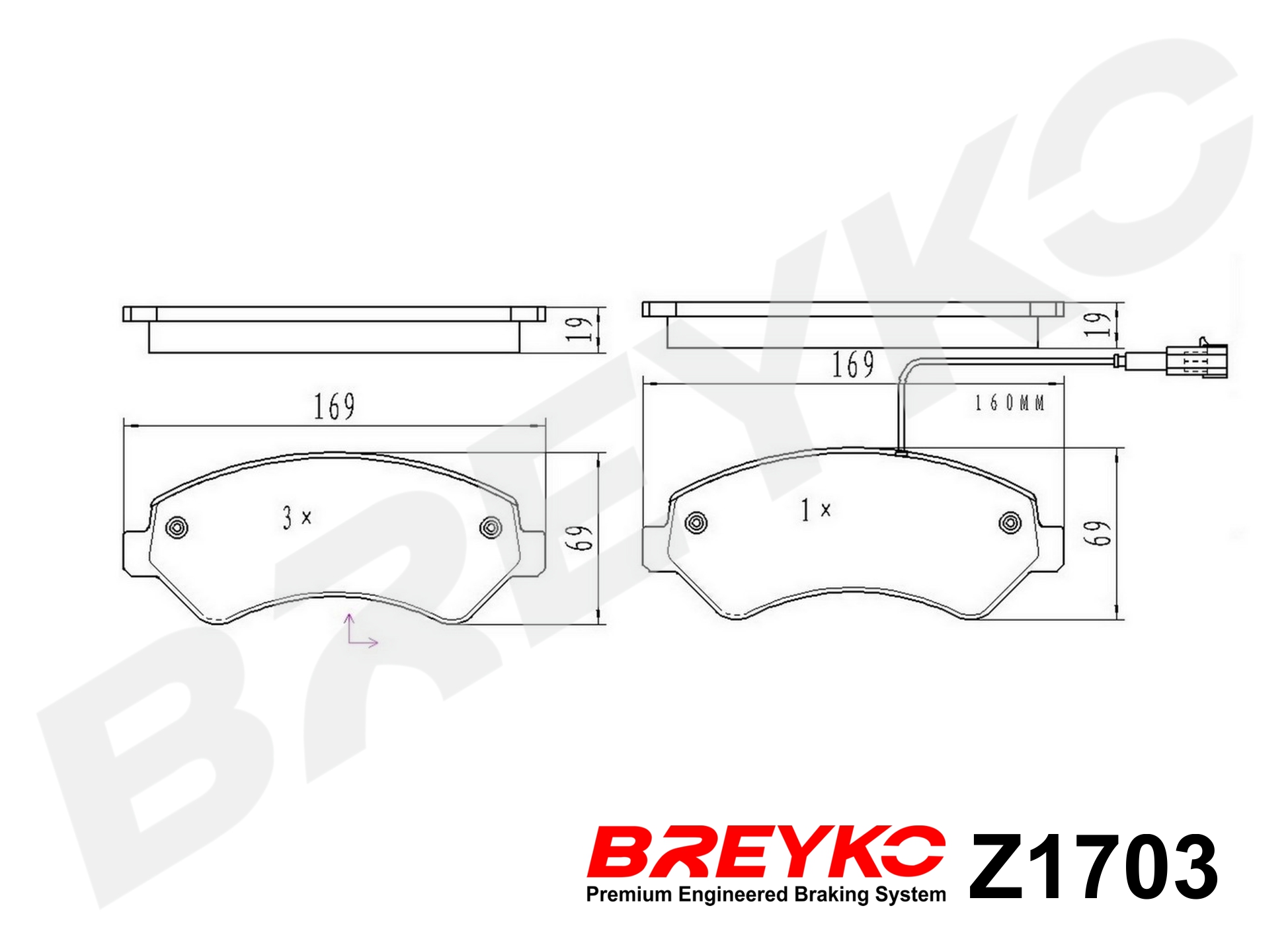 DAVID VASCO Z1703 BREYKO Kit pastiglie freno, Freno a disco
