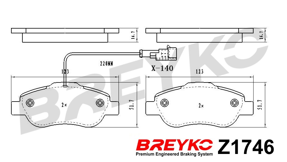 DAVID VASCO Z1746 BREYKO Kit pastiglie freno, Freno a disco